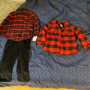 24 Months Red and Black Plaid 3 piece Boys outfit, NWT